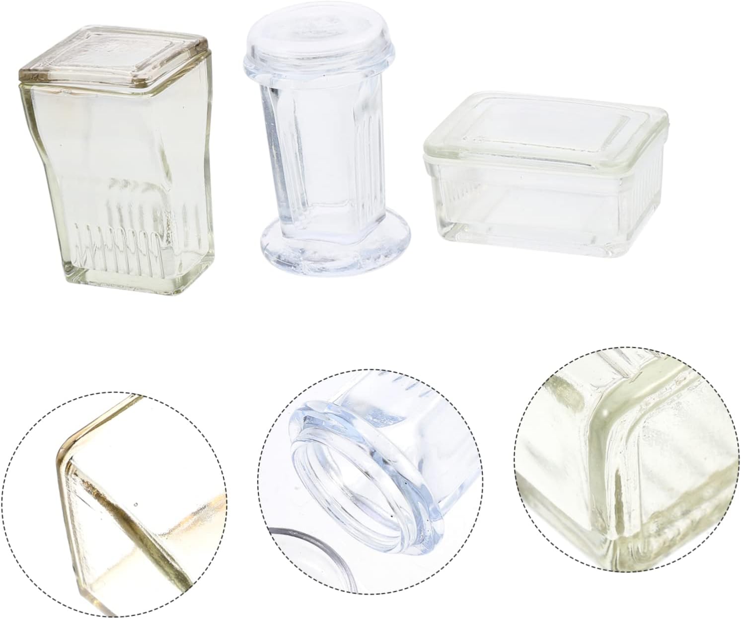 3-pack Glass Staining Tank Round Lid Lab Jar for Pickling Apothecary Jars Set