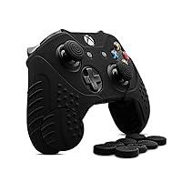 Vista 1 de CHINFAI Xbox One SX Controller Grip Skin Anti-Slip Silicone Protective Cover Case for Xbox 1 Controller with 4 Set Thumbstick Caps (Black)