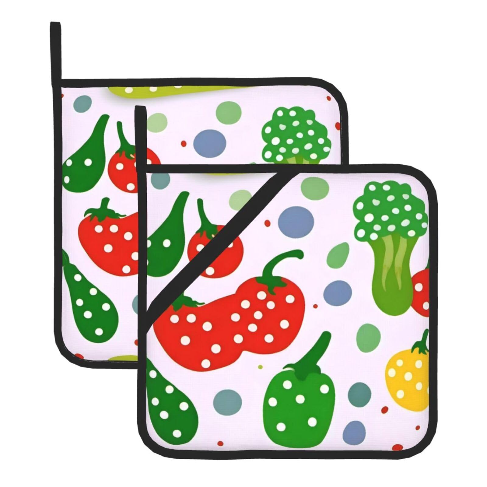 Square Heat-Insulating Pot mat WHJSSF Circles On Vegetables Pattern Anti-scalding and Heat-Insulating for Kitchen Cleaning and Outdoor Barbecue