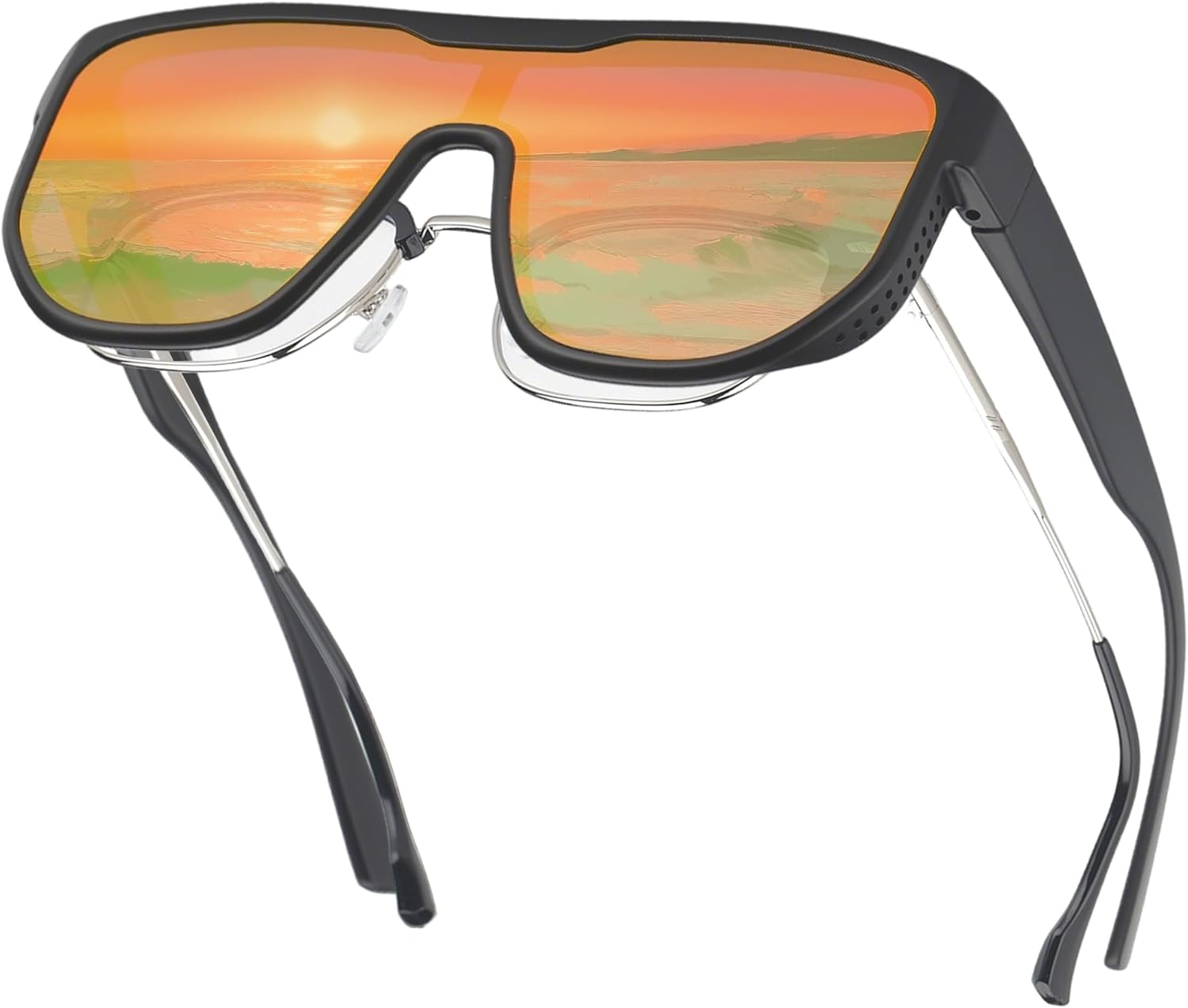 Polarized Fit Over Sunglasses Men Women, Ultra-Light 24g TR90 One-Piece Wrap Around