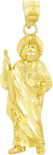 Colgante de oro amarillo de 14 k con dije de San Judas, No aplicable