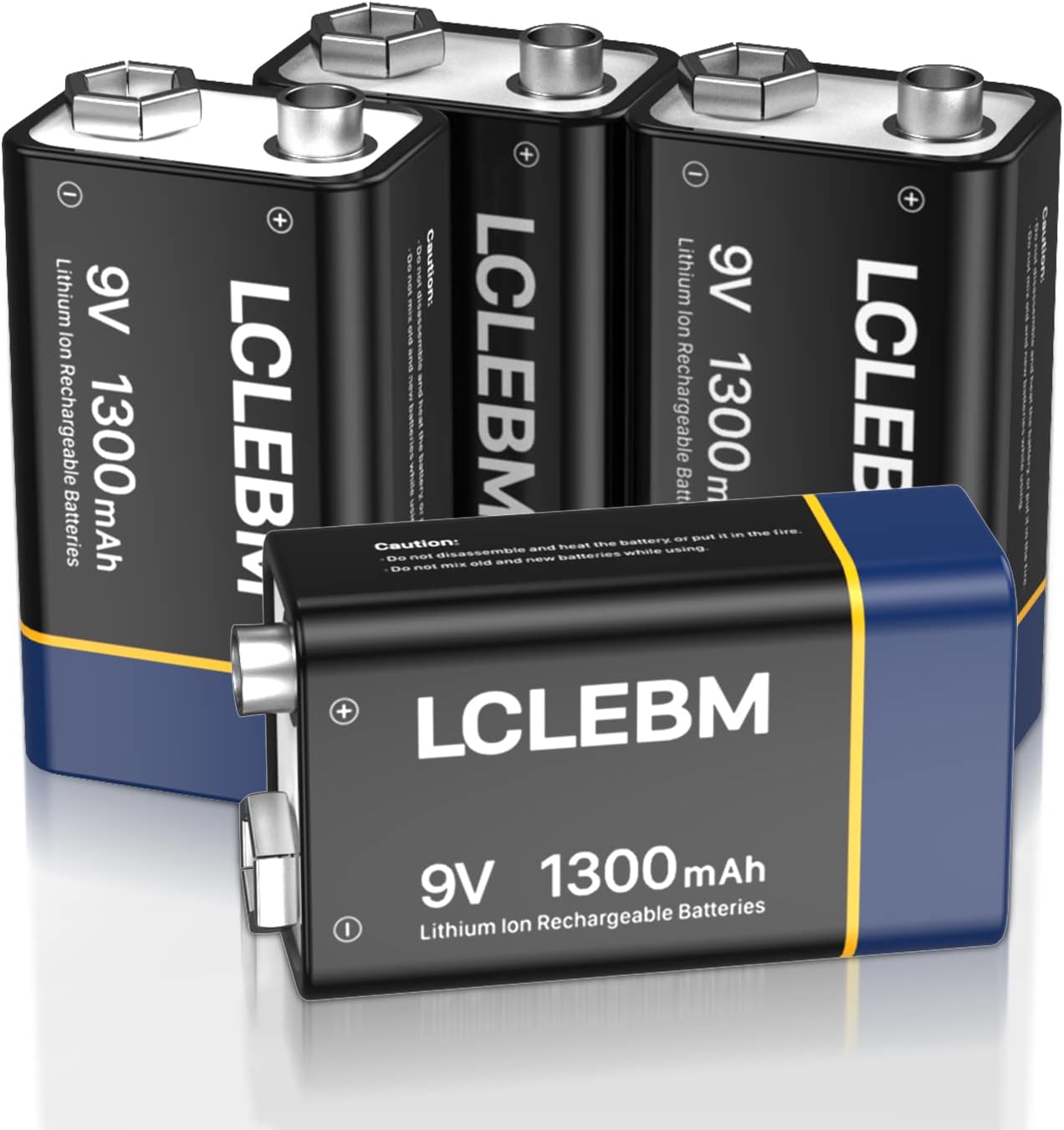 LCLEBM USB Rechargeable 9V Batteries,1300mAh 9V Lithium