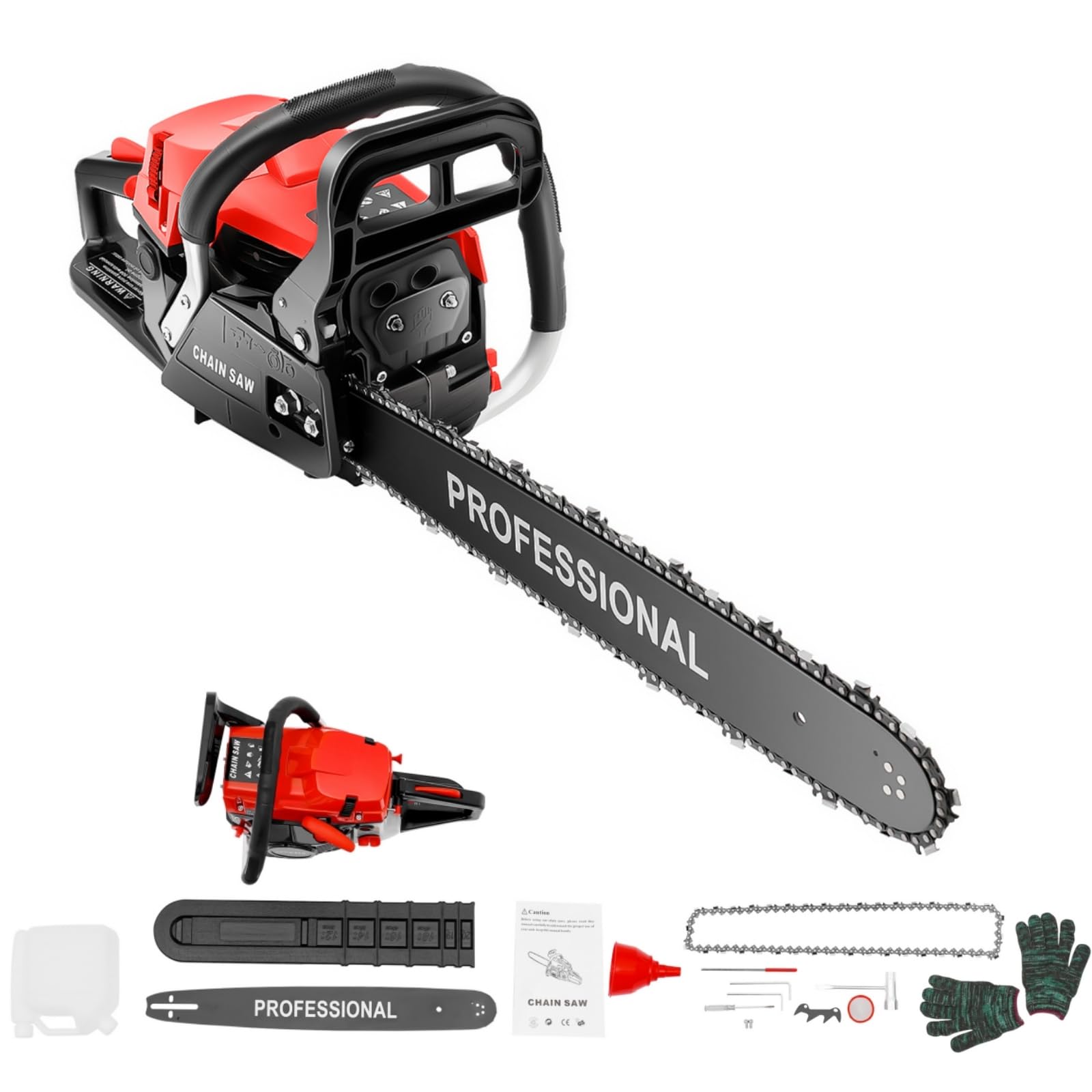 CUBELLIN Upgrade 58cc Gas Chainsaw 20 Inch 2-Stroke Gas Powered Chainsaw Air-Cooled Gas Chain saw Handheld Gasoline Chain Saw for Wood Cutting