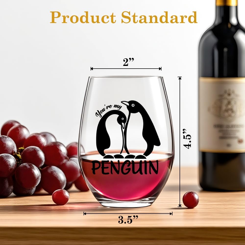 Penguin Wine Glass, Birthday Christmas Gifts for Penguin Lovers Women Men, Valentine Gifts for Husband Wife Boyfriend Girlfriend, Wedding Present for Couple - Image 2