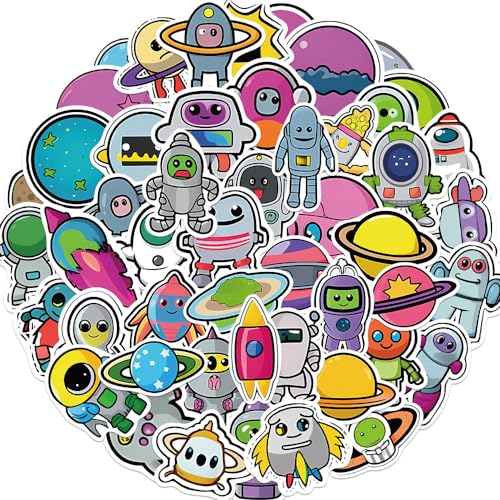 50枚セット 宇宙人 UFO ステッカー かわいい アニメ おしゃれ 防水 トレンディ 落書き 漫画 アウトドア DIY スノーボード スーツケース ギター 車 バイク 自転車 水筒 ヘルメット パソコン 携帯 ノート