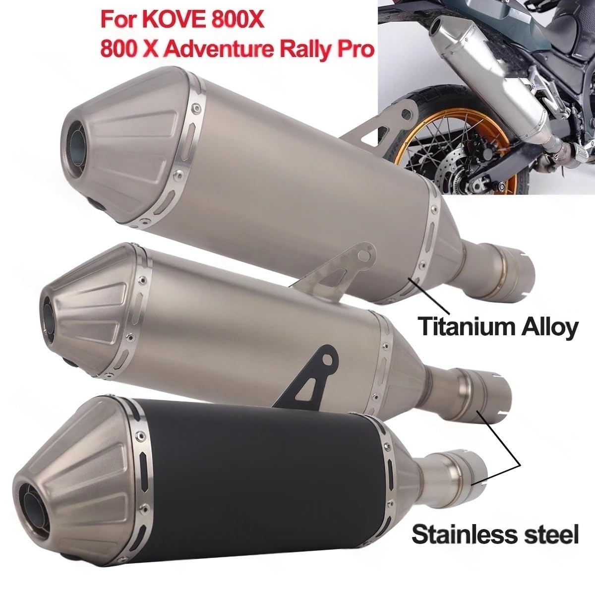 rura wydechowa motocyklowy wydech Rura Łącząca Układu Wydechowego Z Tłumikiem Pasująca Do Kove 800X Adventure Rally Pro(Titanium-DIY)