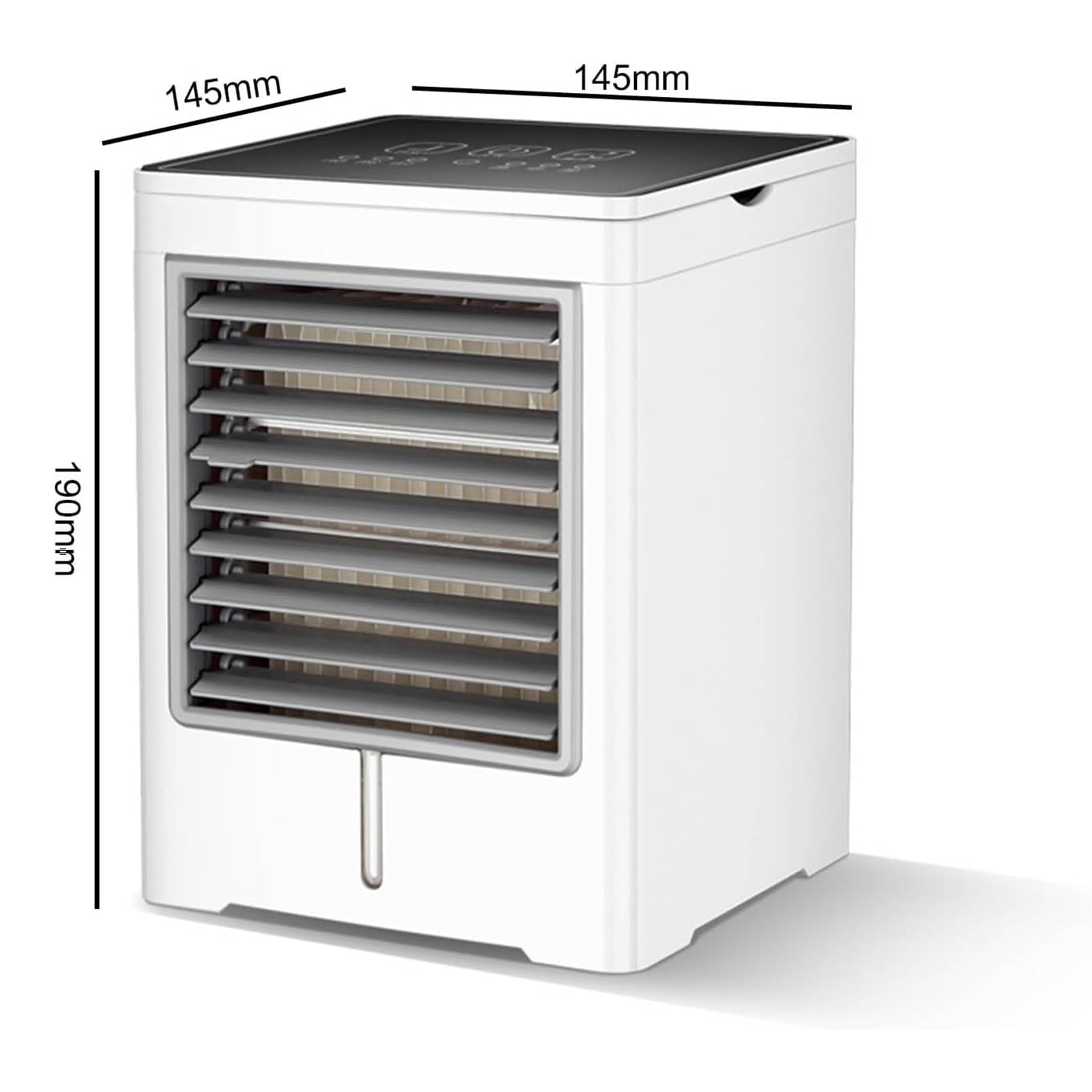 Raffrescatore evaporativo Portatile con USB, Ventilatore a 3 velocità, Touch Screen, Ideale per Ambienti Interni, Tende, Campeggio e attività all'aperto.