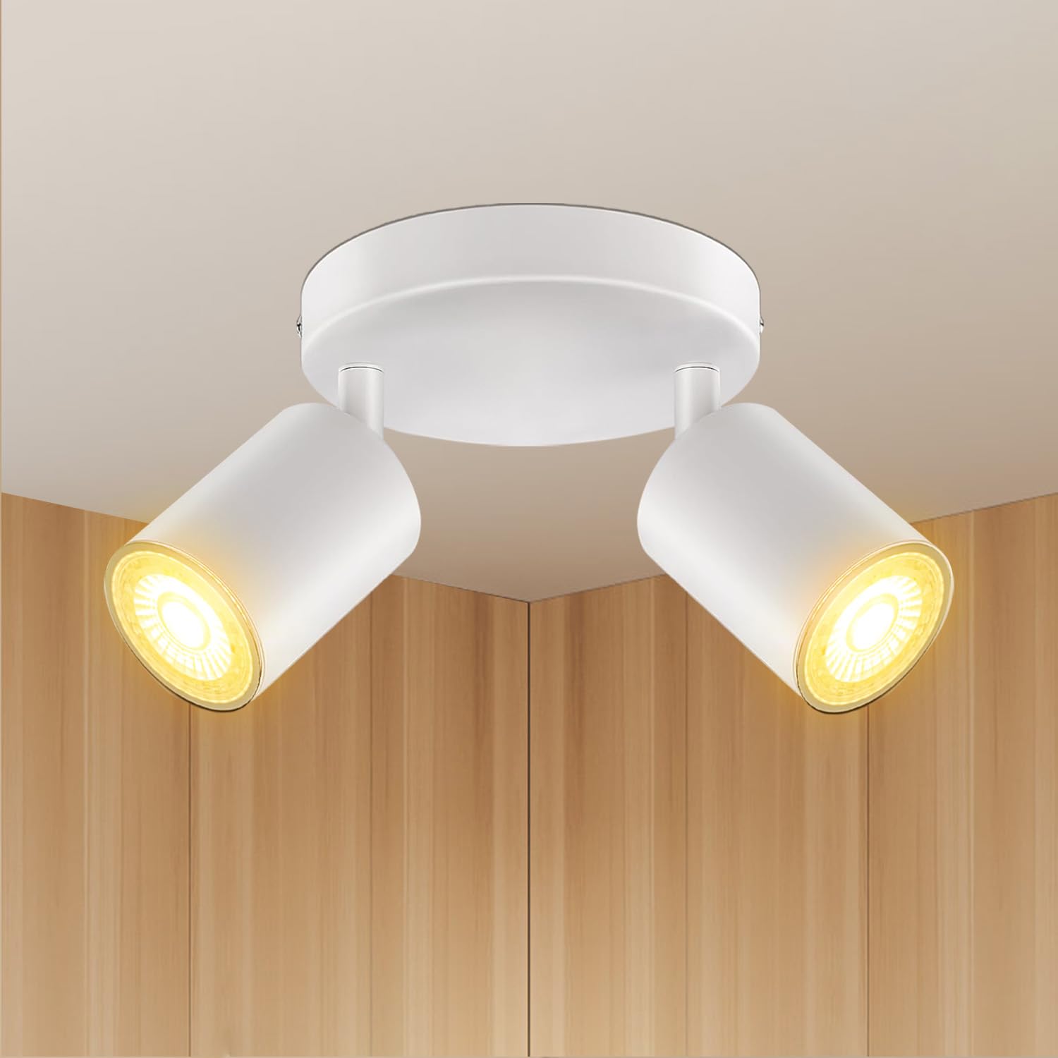 Lumosmart 2 Spot Lights Ceiling for Kitchen Bedroom LED White Spotlights Fitting Holder GU10 Lamp Base Spotlight Rotatable Spots Light (Bulbs Not Included)