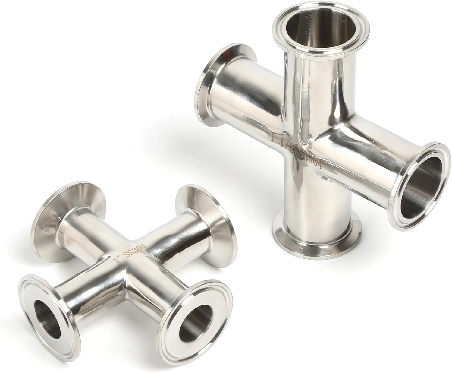 SUS304 tri clamp Cross mirror polished food grade clamp four-way Cross sanitary tri Clamp Fittings 25mm/32mm/38mm/51mm(OD32MM)
