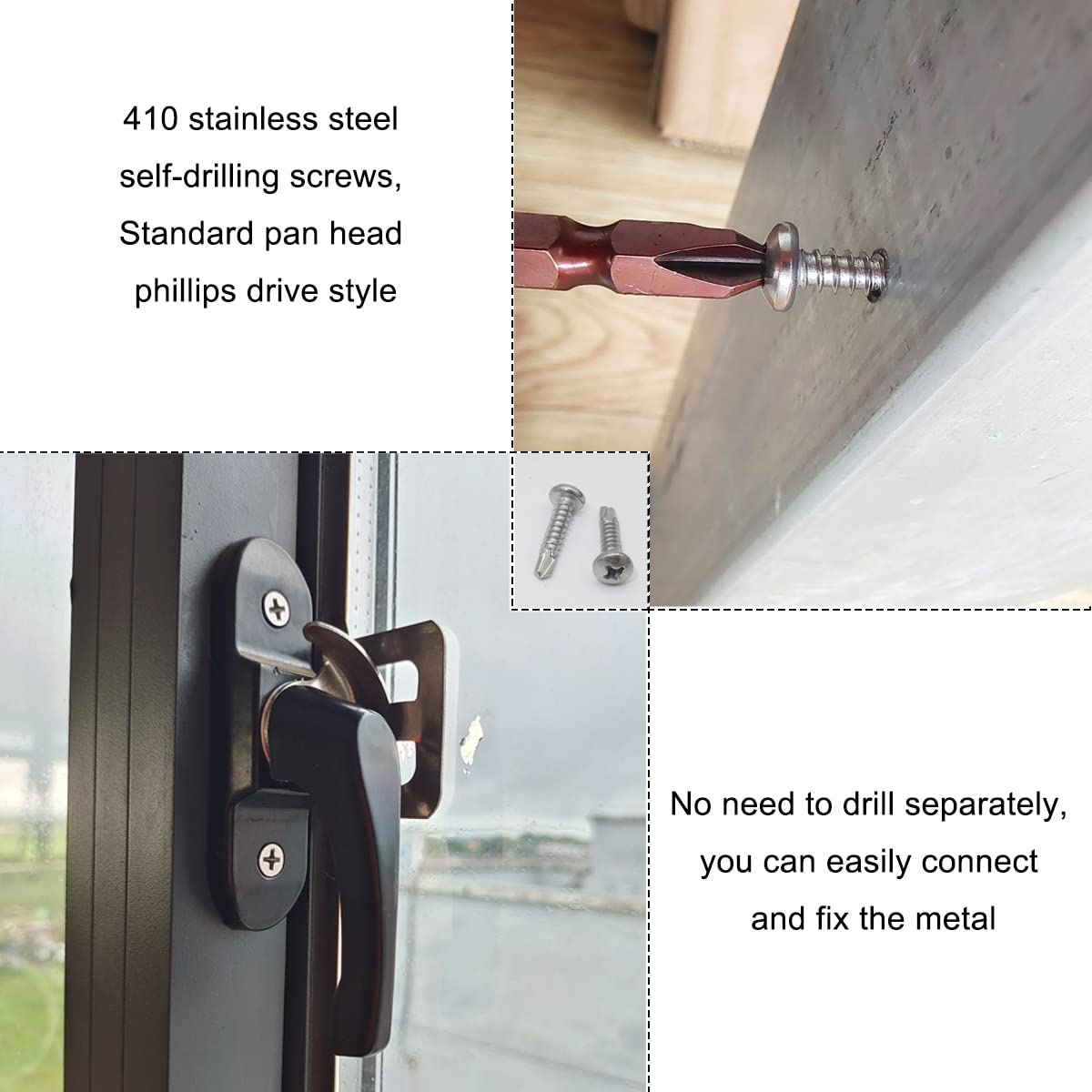 410 Stainless Steel Self-Drilling Screws - Pan Head Phillips Drive, #8-18 Thread (Pack Of 50)