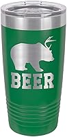Vista 13 de BEAR DEER BEER BLACK Vaso de bebida de 20 onzas con pajita Taza de viaje grabada con láser Comparar con Yeti Rambler Idea de regalo para papá