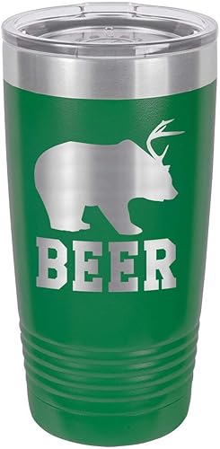 Miniatura 13 de BEAR DEER BEER BLACK Vaso de bebida de 20 onzas con pajita Taza de viaje grabada con láser Comparar con Yeti Rambler Idea de regalo para papá