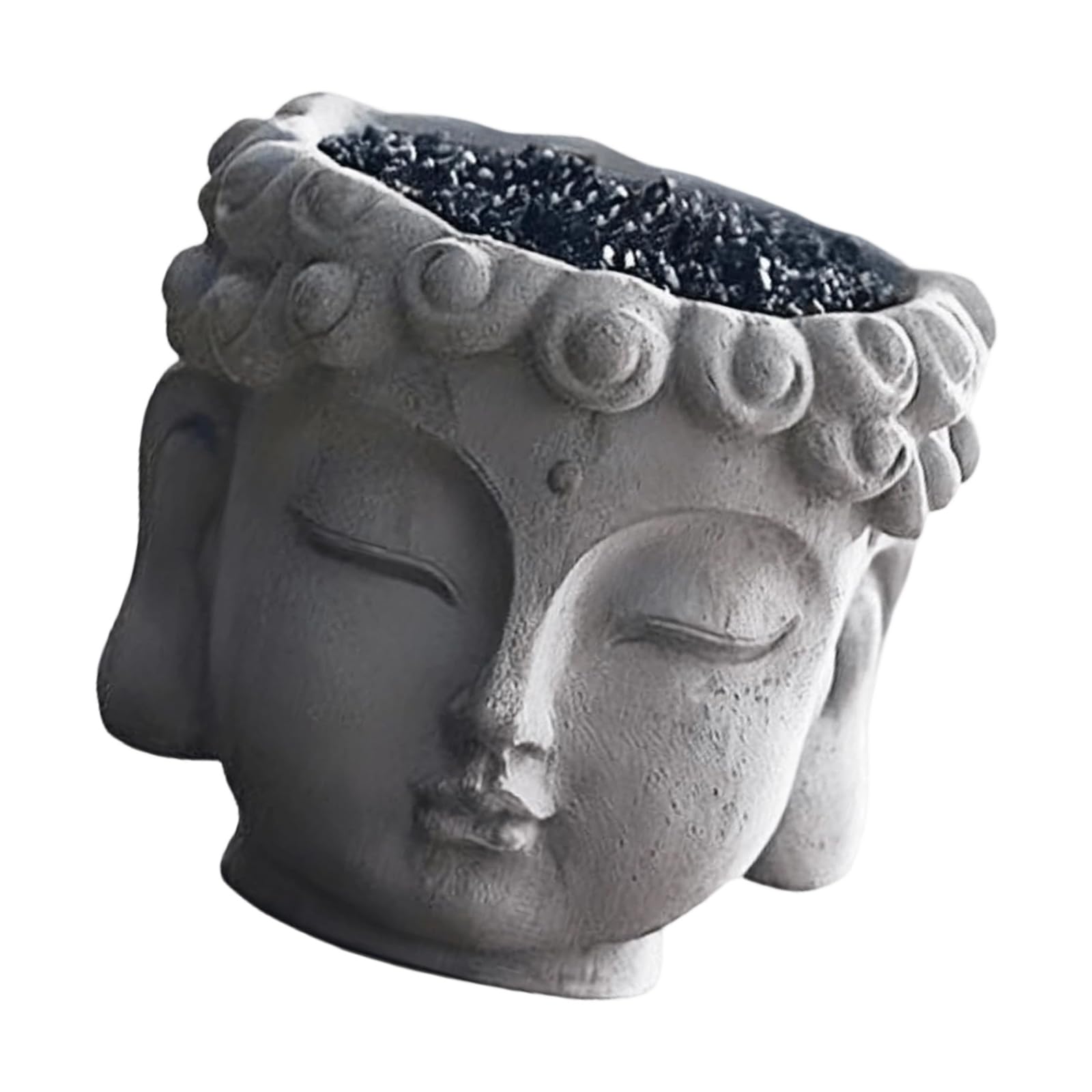 Msioytog Buddhas Head Planter with Drainage Hole Cement Decorative Buddhas Head Garden Container for Small Plant Farmer with Drainage