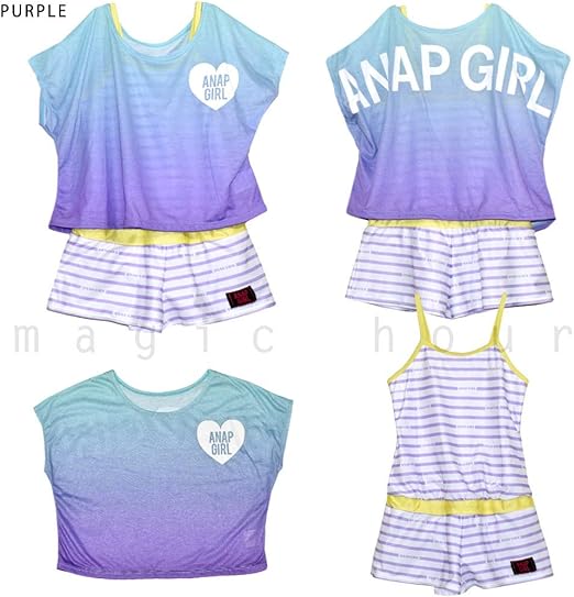Amazon Co Jp 水着 子供 女の子 ワンピース ガールズ スイムウェア Anap アナップ T付き 2点 セット ジュニア ブランド お洒落 かわいい 130cm 140cm 150cm 160cm オレンジ 紫 服 ファッション小物