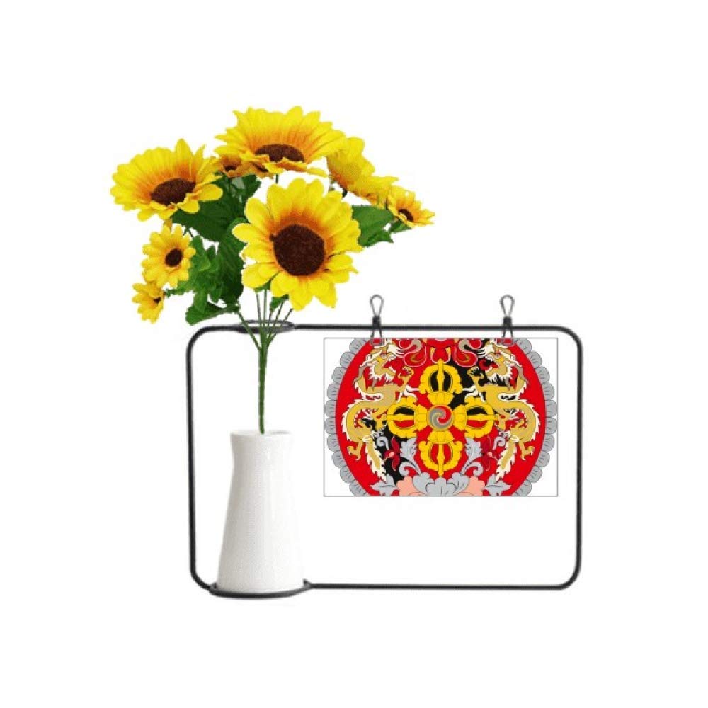 Vases et bouteilles avec tournesol artificiel et carte de bénédiction