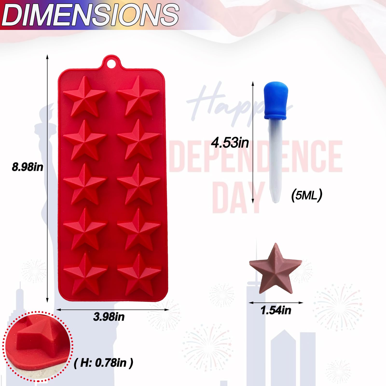 3 moldes de chocolate con forma de estrella, 30 moldes de silicona para caramelos, forma de estrella, gelatina, pudín, galleta de hielo, jabón, 4 de julio, molde de silicona para hornear 2