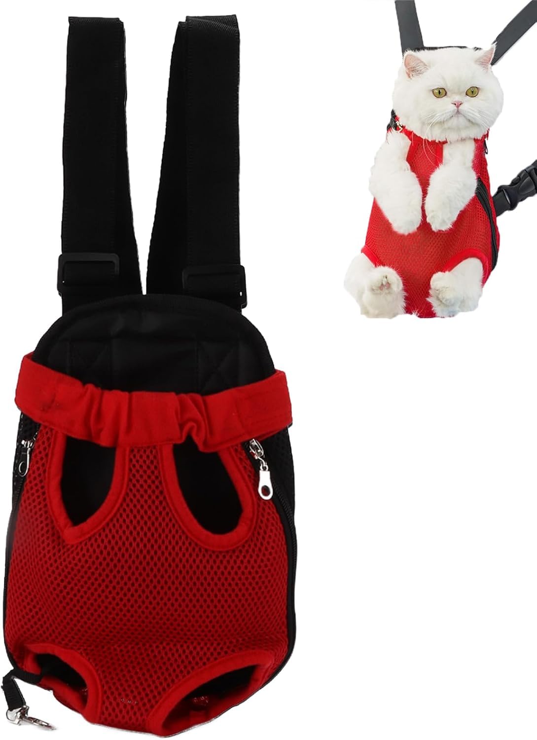 Zaino Pettorale Per Animali Domestici, Zaino Porta Cani Traspirante Portatile Per Animali Domestici Accessori Per Animali Domestici Per Escursionismo Bici da Viaggio Moto(S-rosso)