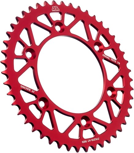 Miniatura 1 de JT Sprockets JTA210.47RED 47 diente rojo racelita anodizado aluminio 7075 T6 piñón trasero