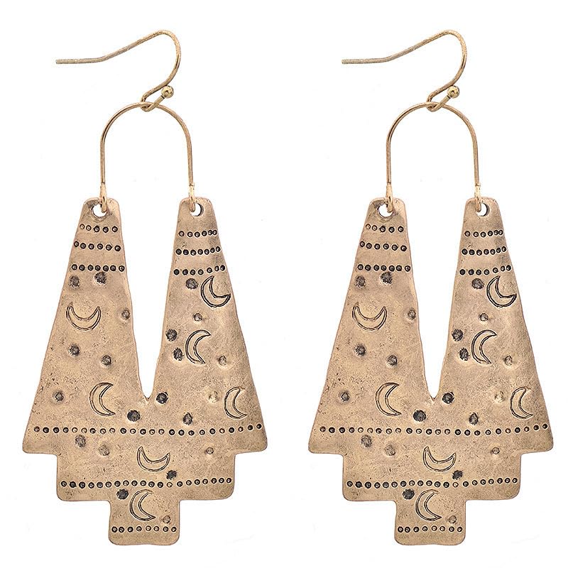 RofYof Gold Geometric Earrings Statement Vintage Bohemian Ethnic Tribal Earrings Moon Hollow Out Fan Shape Dangle Drop Earrings for Women Girls