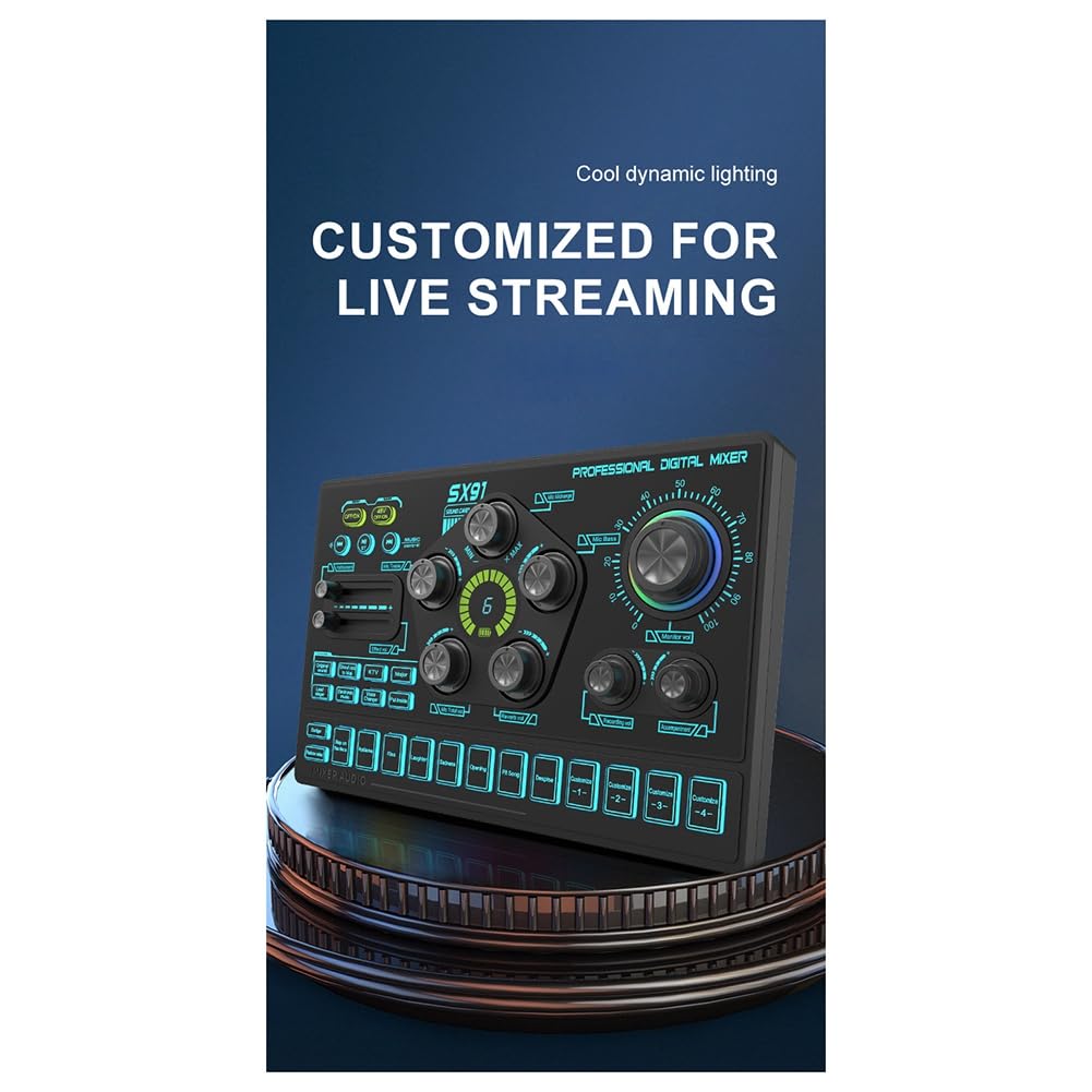 SX91 Live Sound Card USB Sound Mixer Profesjonalny wzmacniacz konsoli miksującej audio do śpiewania na żywo PC Laptop telefon komórkowy