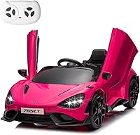 MUKIDY McLaren 765LT Licensed 12V Ride-On Car for Kids 3-6 Years Pink - Parent Remote, LED Lights, 3 Speeds, Music
