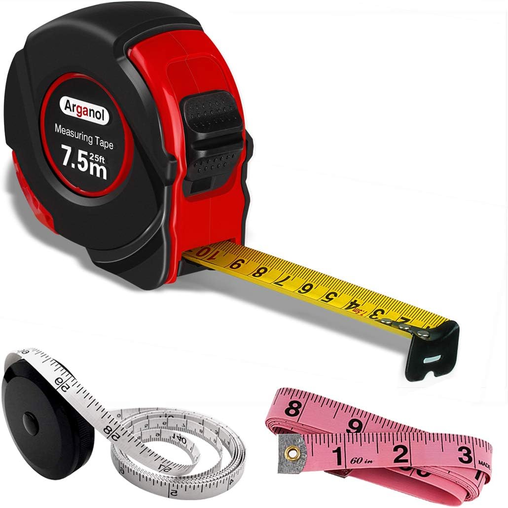 Tape Measure Retractable Metric Measuring Tape for Body 25 ft Tape Rule Soft Sewing Tape Measure Self Lock Measuring Tools with Fractions for Tailor Engineers Carpenter Fabric Cloth