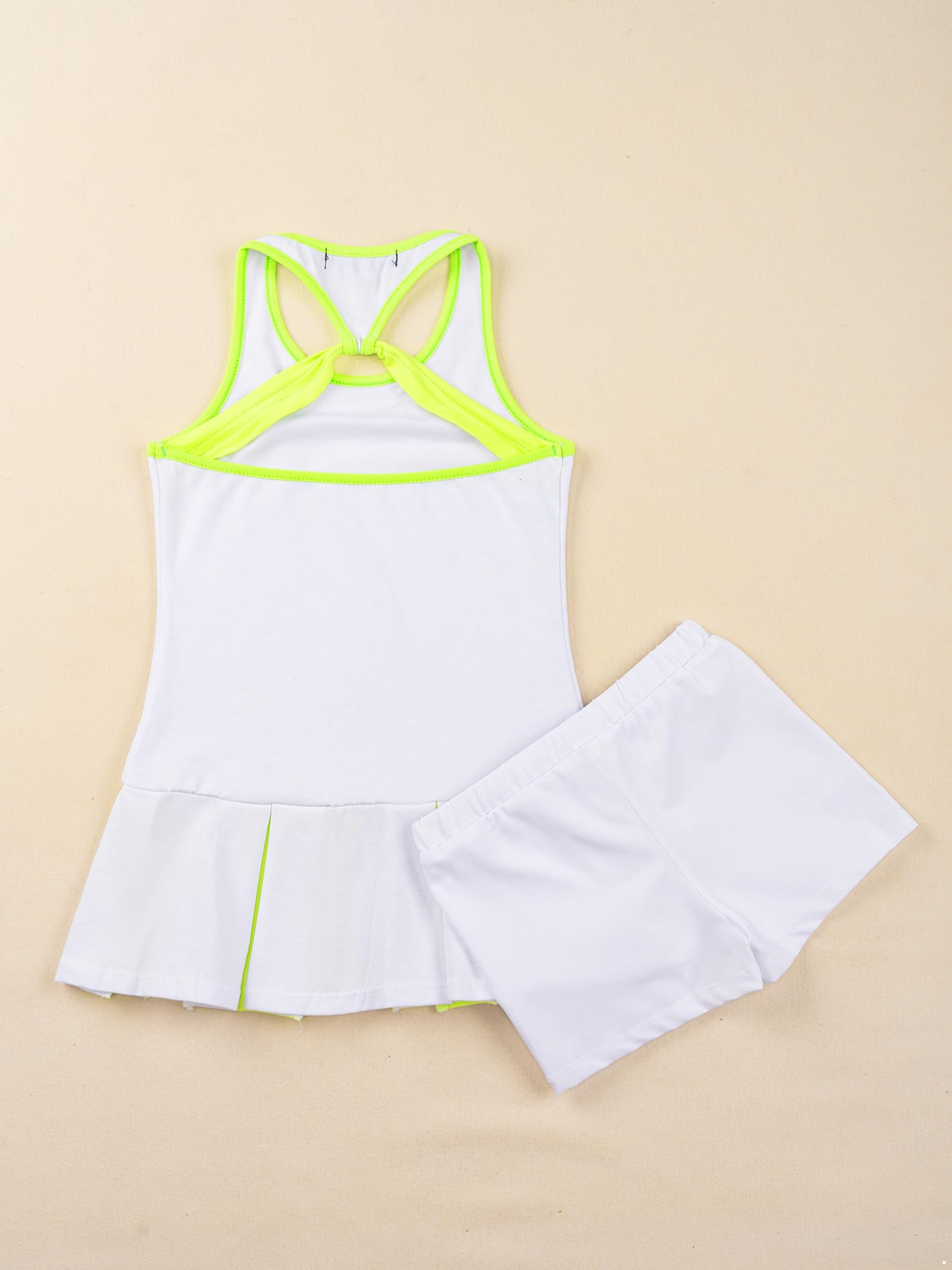 Vestido de tenis para niña con pantalones, 2 piezas, ropa de tenis cruzada, ropa deportiva, sin mangas, plisada, elástica, pantalones cortos de danza, ropa deportiva