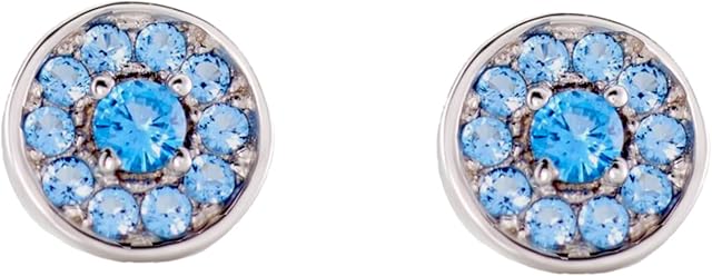 Bijoutrie Avi d'Or Paris Women's Stud Earrings Rhodium-Plated Silver 925 Round Pendant with Topaz Stones Length 6 mm Weight 1 g, Stone