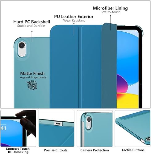 Vista 25 de MoKo Funda para iPad (A16) de 11ª generación de 11 pulgadas 2025, funda para iPad de 10.9 pulgadas 2022, carcasa trasera translúcida de Plateado