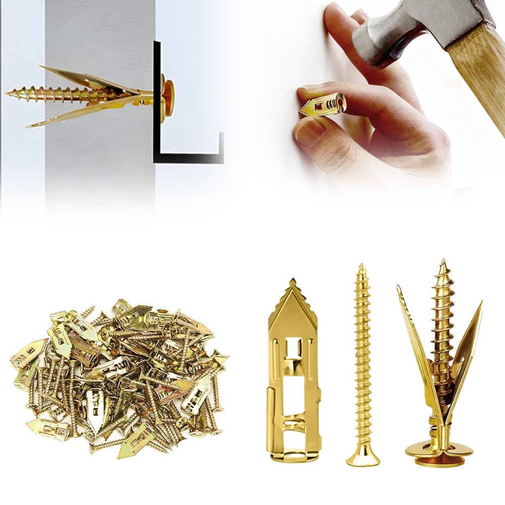 Self Drilling Drywall Anchors with Screws Kit, 2026 New Heavy Duty Wall Anchors, Upgraded Expansion Anchors for Wall Mounting, Easy Install Drywall Screws for Home Decor (100, 0.47 in×1.57 in)