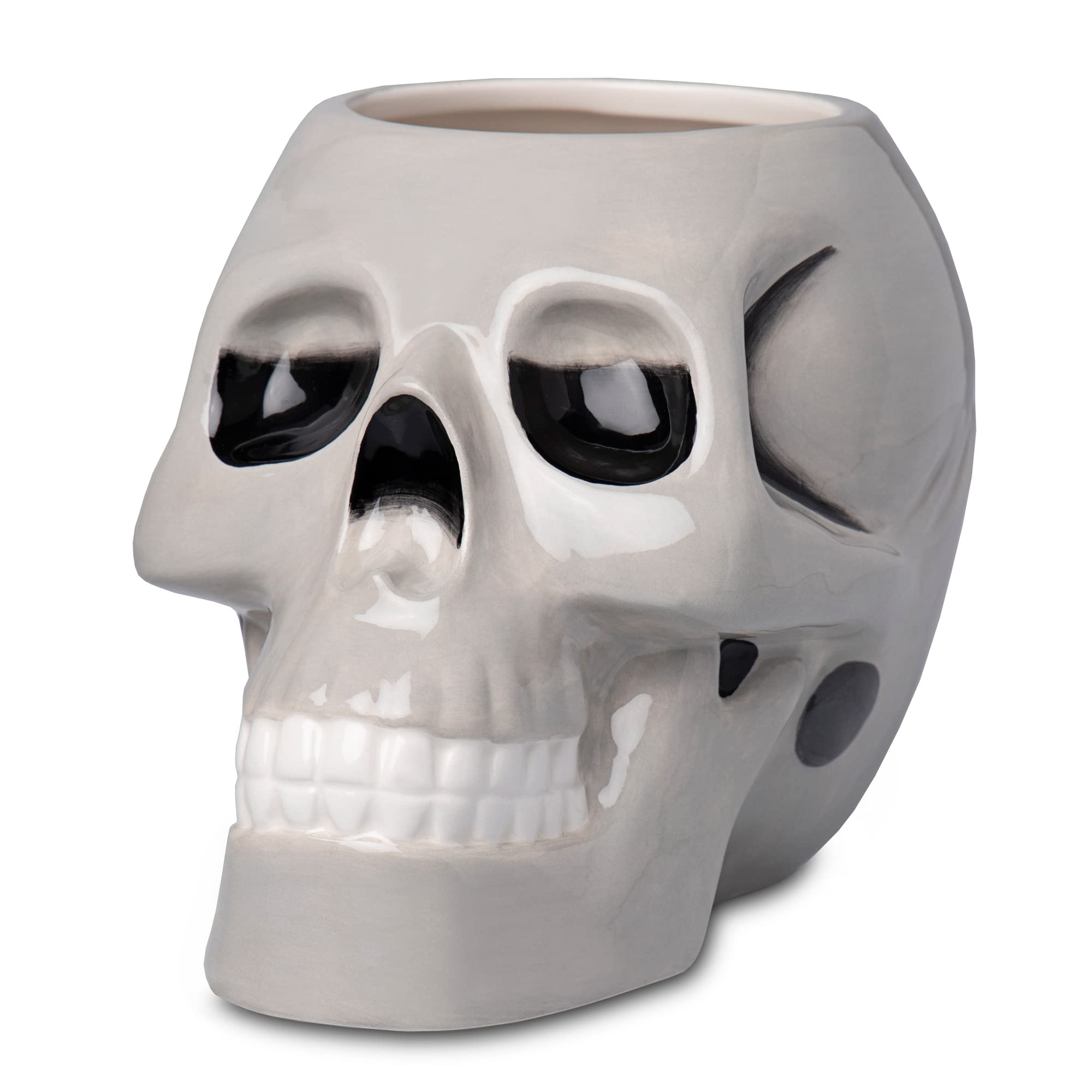 Ceramic Skull Tiki Mug 31oz / 895ml - Day of the Dead Skull Mug, Cocktail Sharer, Tiki Drinkware