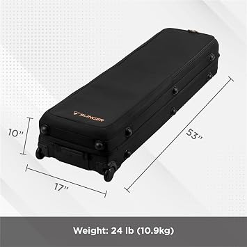 Slinger L6 BigBag Light Stand Rolling Case for Three C-Stands, Black, Carrying Case for Light Stands Features Bright Orange Interior, Adjustable Dividers, Roller-Bearing Wheels and Fabric