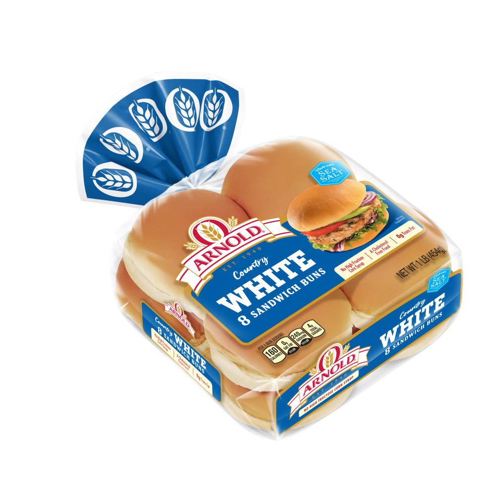 Arnold, White Hamburger Rolls, 8 ct, 16 oz
