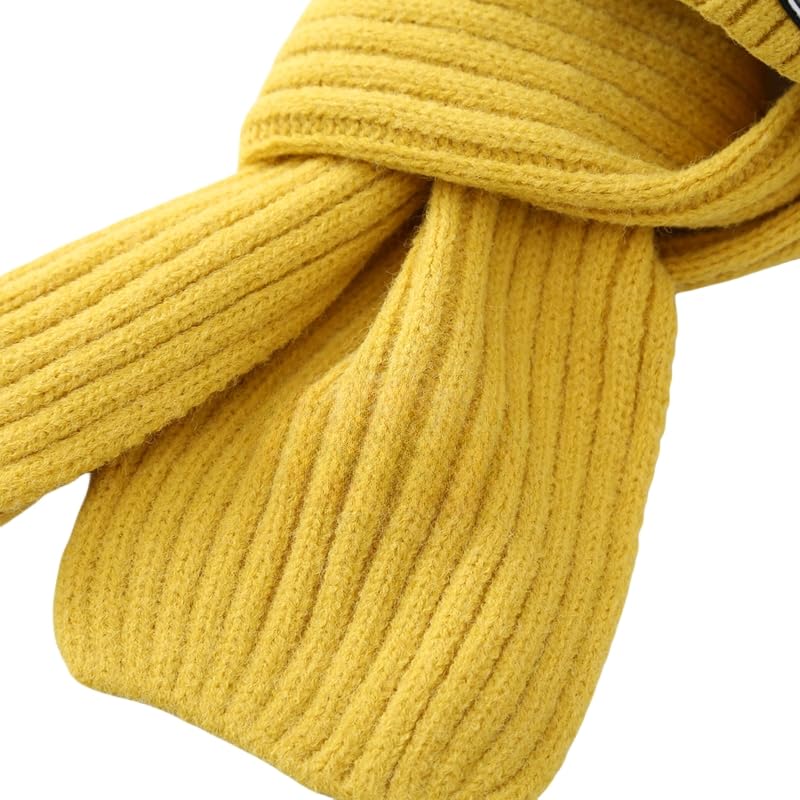 Gorro y bufanda para niños conjunto de invierno de punto de lana forrado y cálido 5