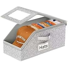 Hat Organizer for Baseball Caps, Stackable Hat Storage Box with Clear Window Lid, Baseball Cap Organizer for Closet, Breathable Cap Holder Container for Snapback, Trucker & Fitted Hats 1PC