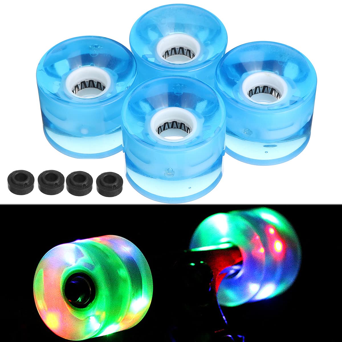 YONGYAO 4PCS/Set 60x45mm Roues de Planche à roulettes Glow Flash Light Longboard Light Wheels-Bleu