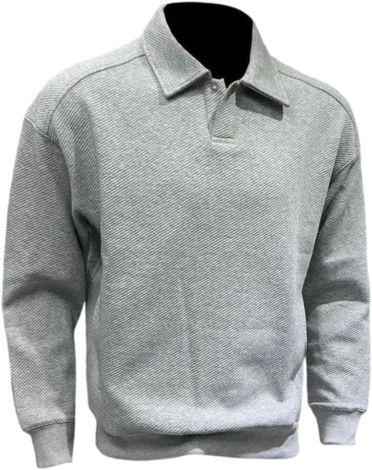 Men's Vintage Spring Lapel Polo Shirts Men Solid Casual All-Match Fashion Long Sleeve Tops