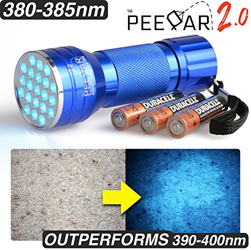 PeeDar 2.0 UV Pet Urine Detector Black Light Flashlight + Cat & Dog