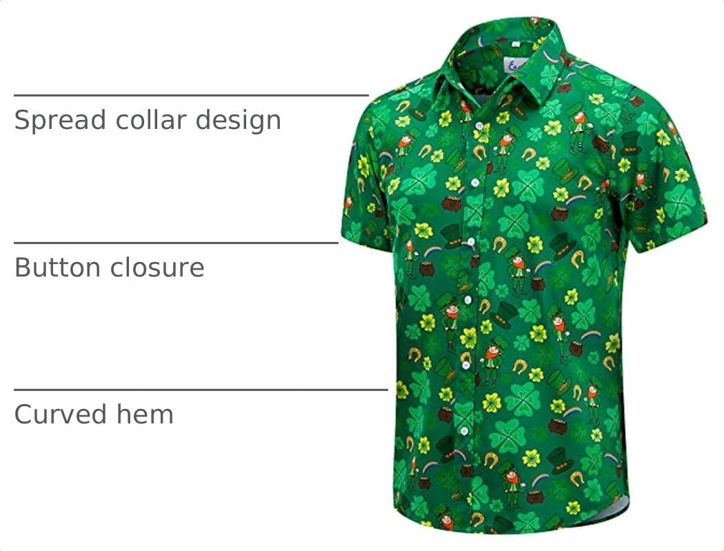 EUOW St. Patrick's Day Hawaiian Shirt for Men Irish Printed Casual Short Sleeve Button Down Beach Shirts image 4