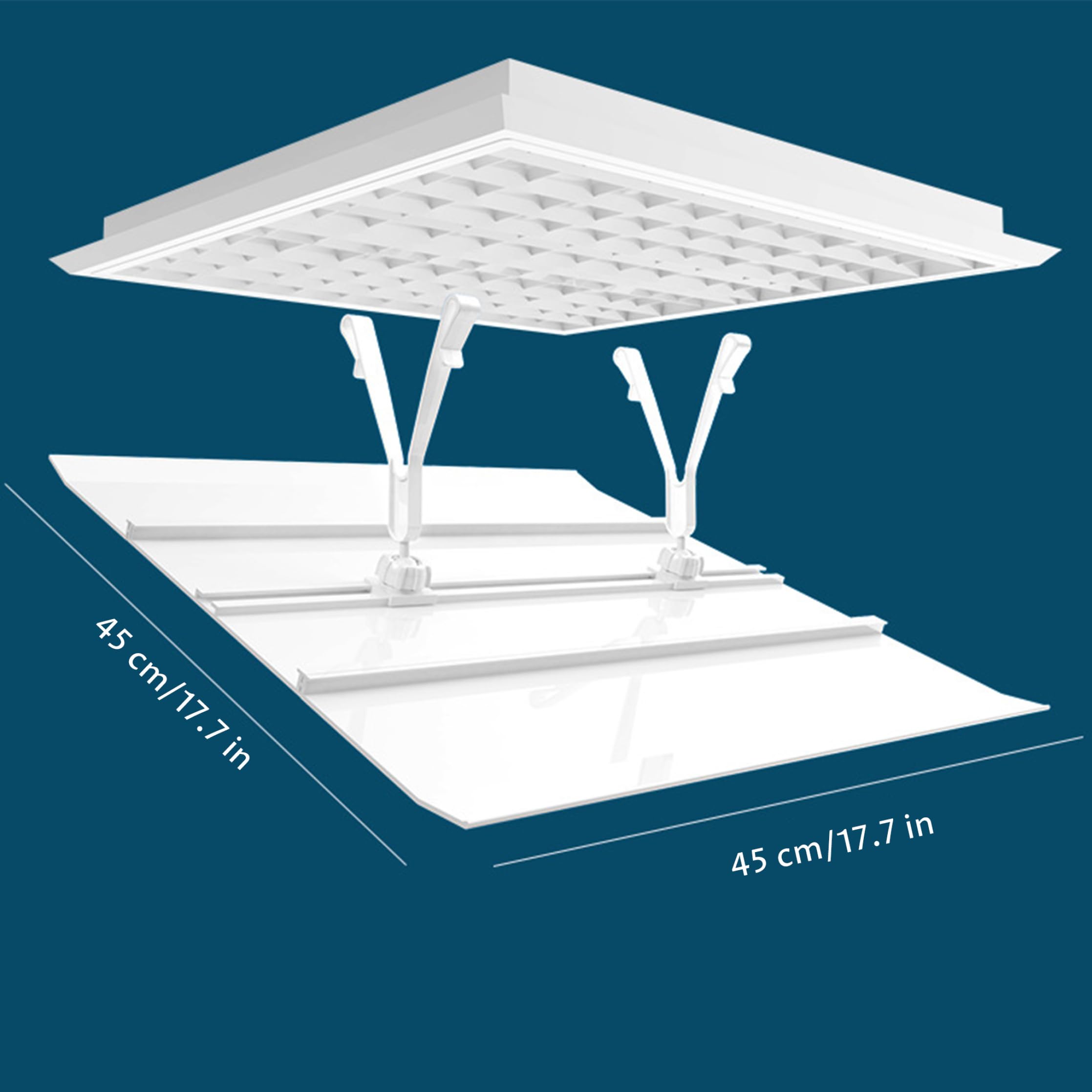 Deflettore per bocchetta da soffitto, deflettore d'aria quadrato regolabile per condizionatore d'aria centrale, per parabrezza con gancio per protezione prese ', 45 cm/18 pollici