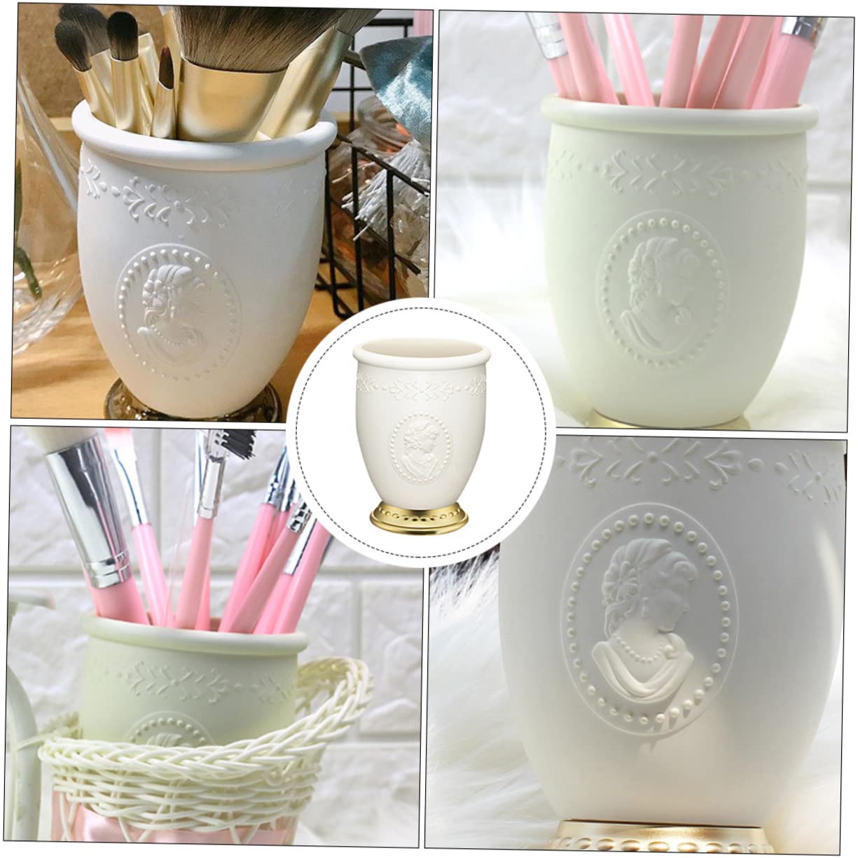 3piezas Organizador De Escritorio Para Brochas De Maquillaje y Utensilios De Oficina Contenedor De Almacenamiento De Cosméticos y Material De Papelería Diseño Elegante y