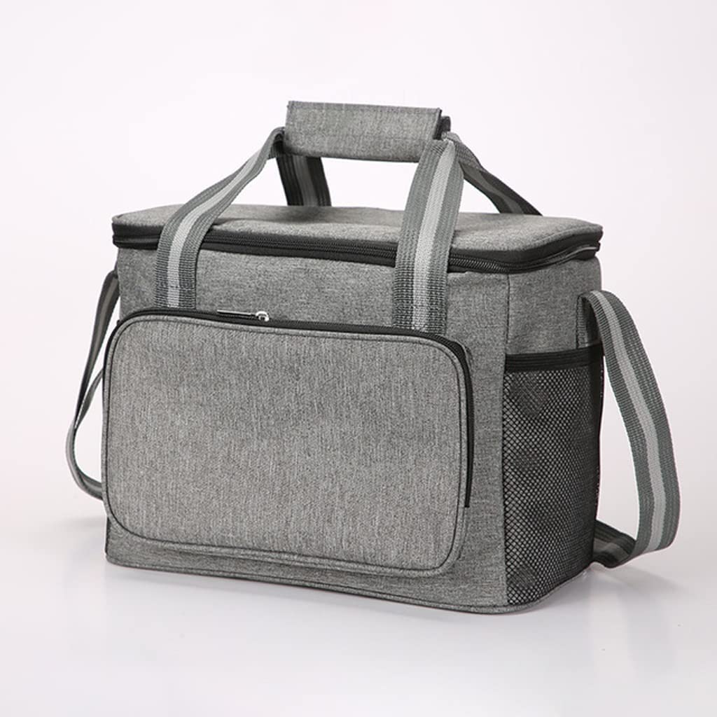 Bento Borsa da Pranzo Funzionale Scatola da Pranzo con Isolamento Termico Borsa da Picnic Cooler Borsa da Spiaggia Grande Tote Borsa a Tracolla Cena (Colore : Grigio, Dimensione : Taglia Unica) (Nero