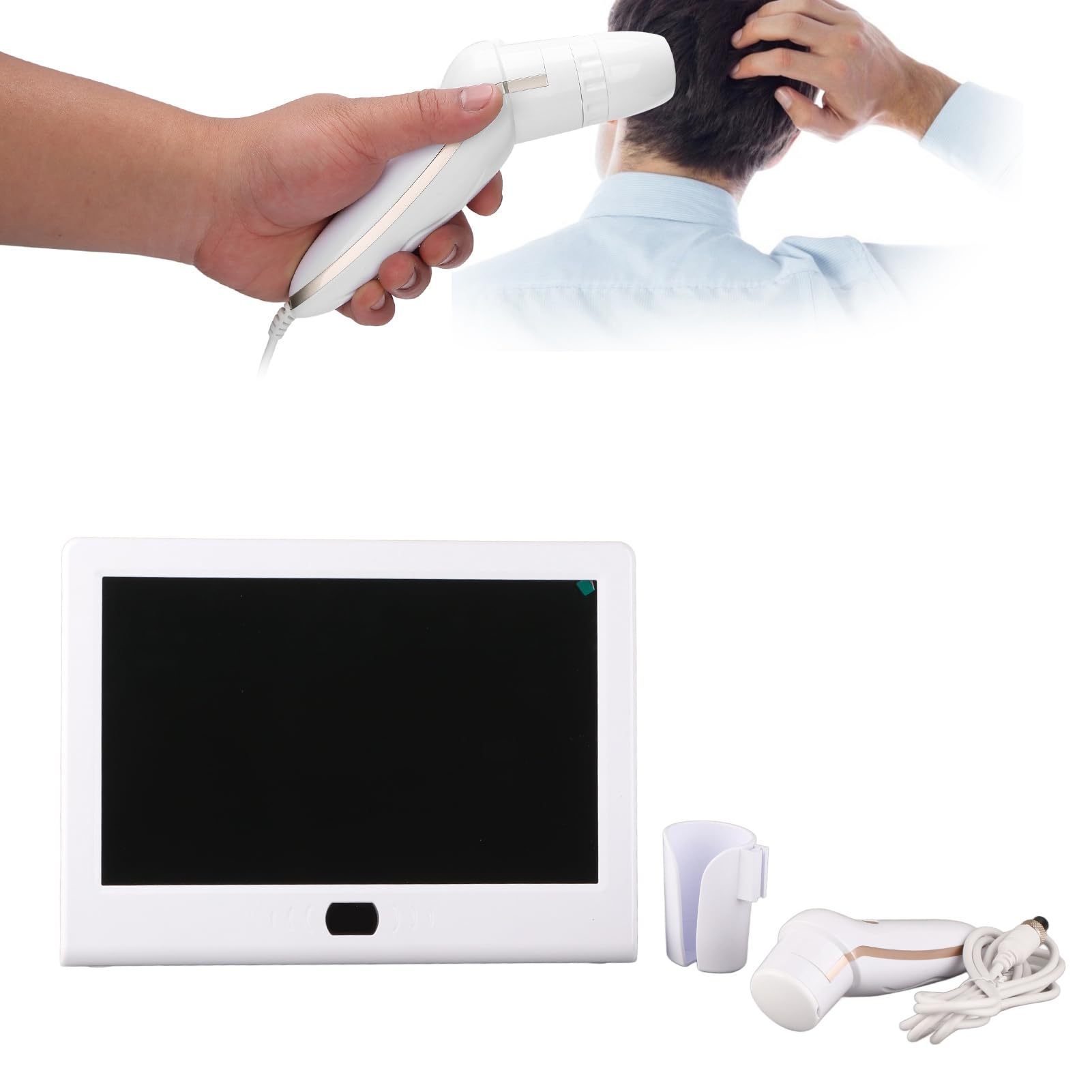 Hautdetektor für Kopfhaut und Haare, Digitaler 12-Zoll Haut-Haar-Analysator mit Feuchtigkeitstester, Wiederaufladbare Haar-Haut-Scanner Maschine für Präzise Analyse und Pflege