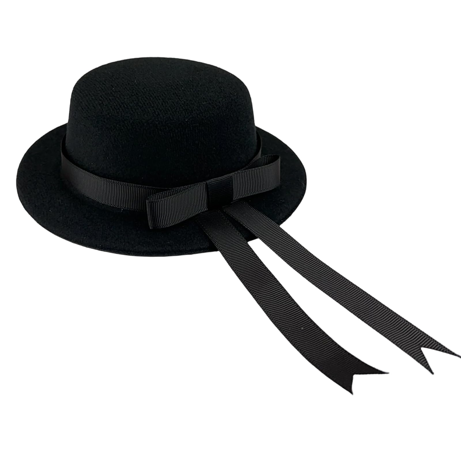 YPBEW Tiny Felt Hat with Ribbon Miniature Doll Decoration for Doll Costume Crafting Sewing Project Clothing Decoration Felt Accessories for Cotton Dolls