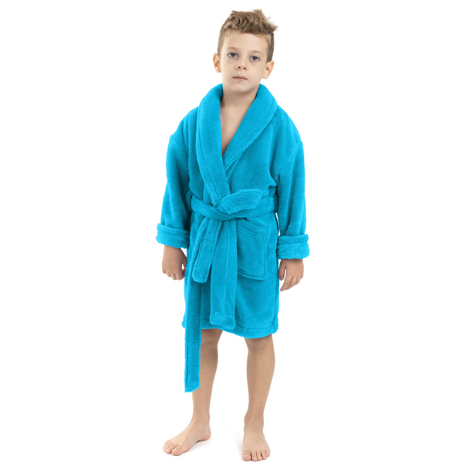BC BARE COTTON Kids Microfiber Fleece Shawl Robe - Boys