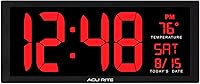 AcuRite 75127M 14.5" Large LED Digital Wall Clock with Date, Day & Indoor Temperature - Easy Read for Office, Garage, Home