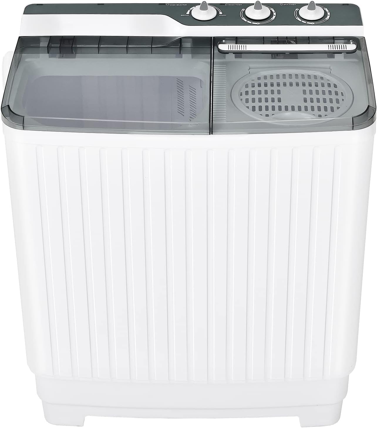 TANGZON Twin Tub Washing Machine, 10.5/8.5/4.5KG Portable Washer and Spin Dryer Combo with Timer Control, Compact Washer for Camping Dorm Caravan RV, 7.5/6.5/3.5KG Washer 3/2/1KG Drying (10.5KG, Grey)