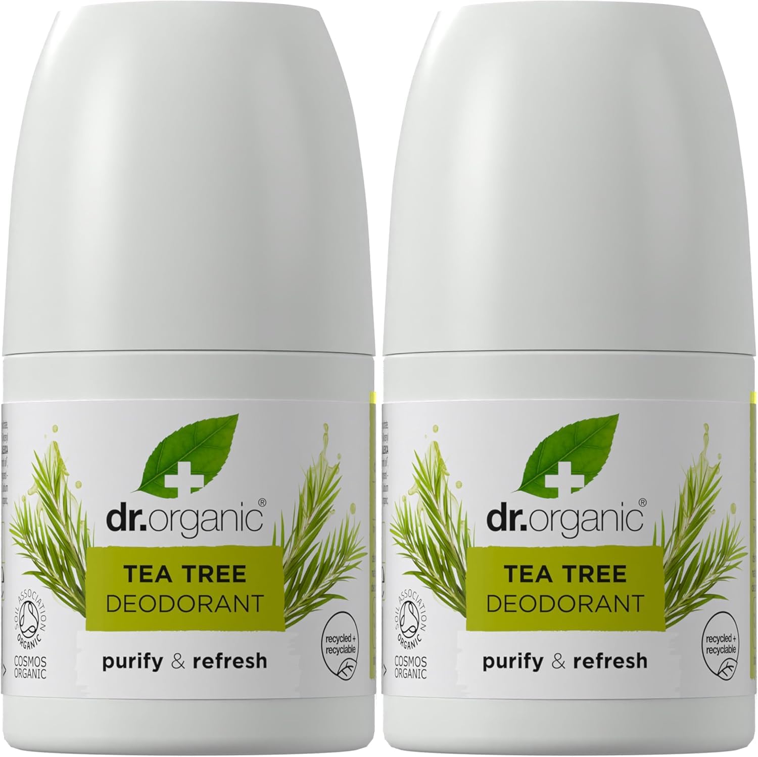 Dr Organic Tea Tree Deodorant Pack of 2 x 50ml - Roll On, 50 ml (Pack 2)