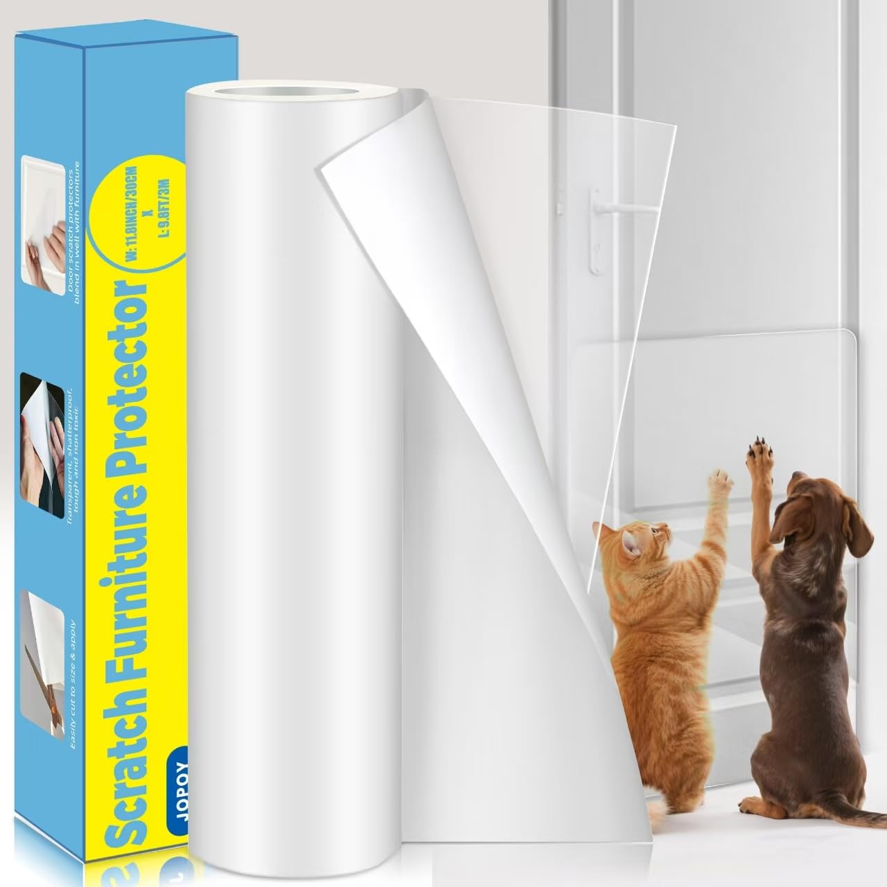 Cat Scratch Furniture Protector: Cat Anti Scratch Tape - Door Protector from Dog Scratching - Clear Training Self Adhesive Tape for Carpet, Sofa,