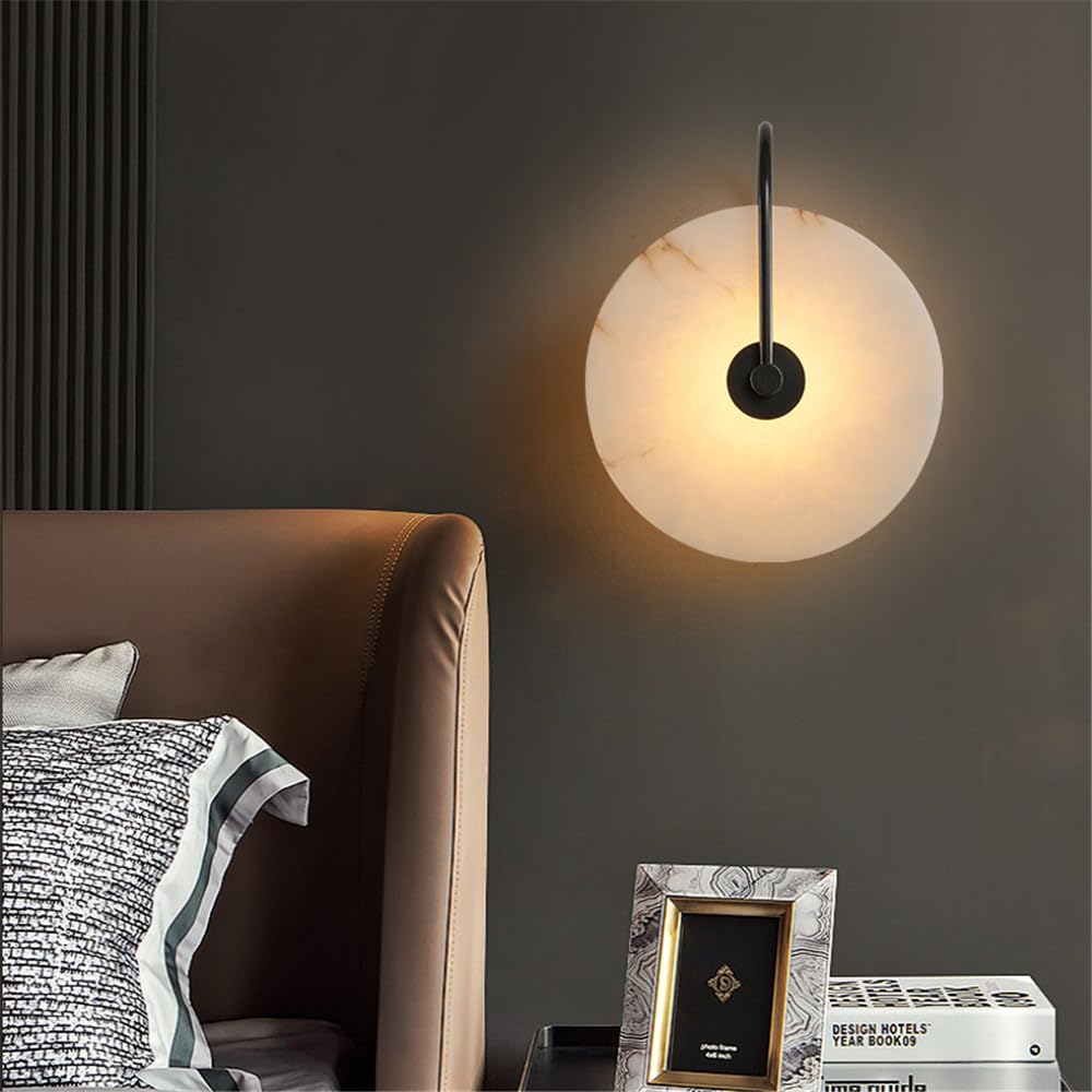 Contemporary Brass Marble Wall Lamp LED Simplicity Creativity Living Room Bedroom Study Room Hotel Villa Aisle Light (B D25CM)